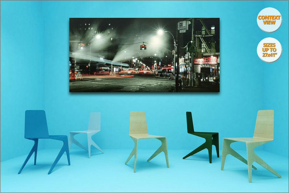 Greenwich Village by night. | Panoramic Print hanged in meeting room.