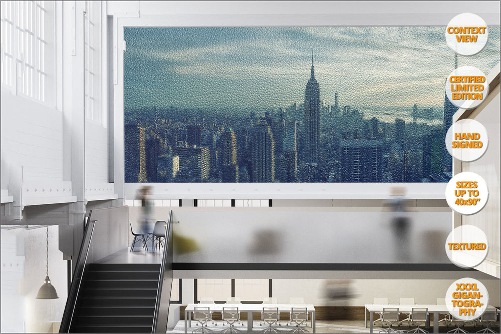 Aerial view of Manhattan under the rain, New York, United States. | Office version.