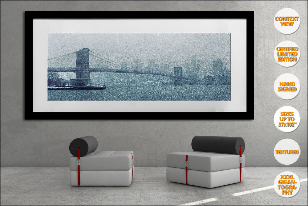 Brooklyn Bridge under the Rain, NYC. | Huge Wood Frame.