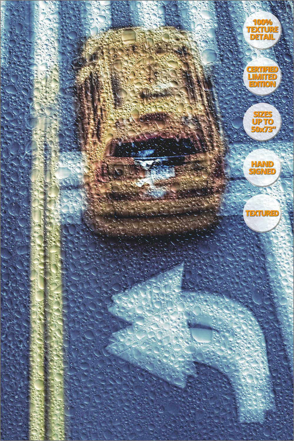 Cabs under the Rain, New York. | 100% magnification detail.