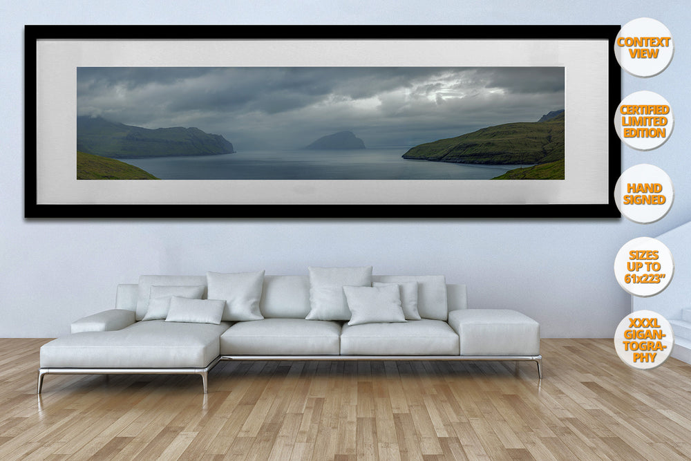 Mykines Island Panorama, Faroe Islands. | Framed Print hanged in meeting room.