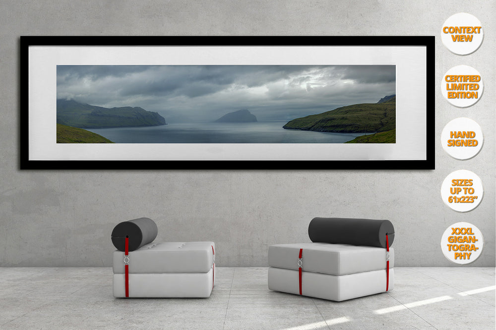 Mykines Island Panorama, Faroe Islands. | Framed Print hanged in office.