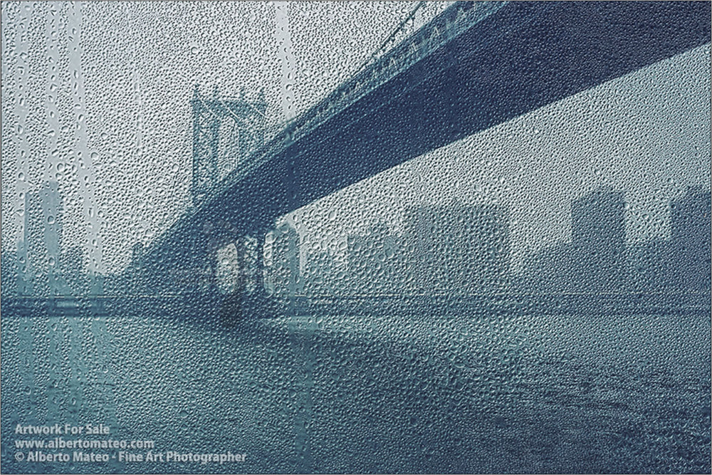 Manhattan Bridge under the rain, New York. | Limited Edition Print.