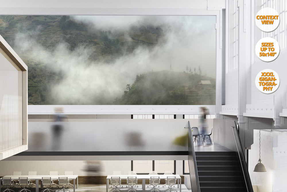 Fog in Bac Ha Mountains, Vietnam. | Giant Print hanged in office.