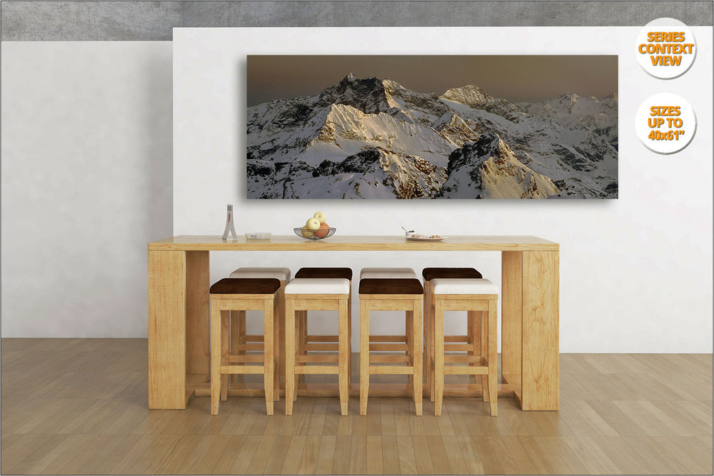 Mount Corno Bianco Panorama, Alps, Italy.  | View of Print hanged in Living Room.