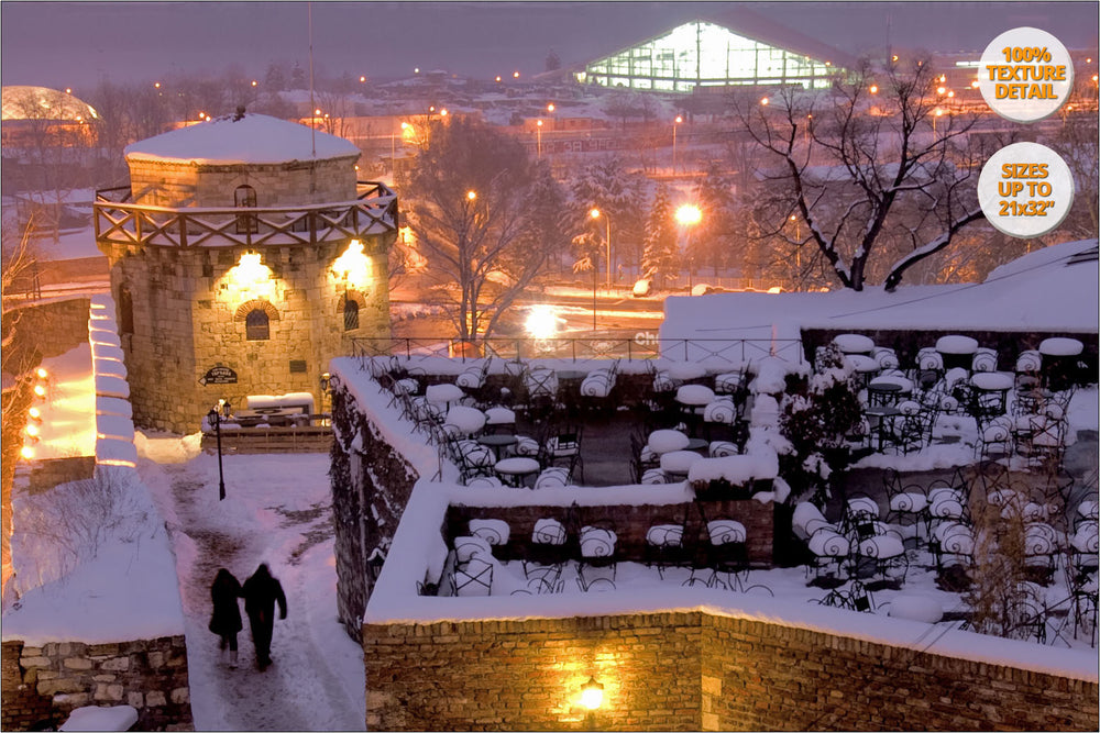 Kalemegdan Citadel at dusk, Belgrade. | 100% Magnification Detail View of the Print.