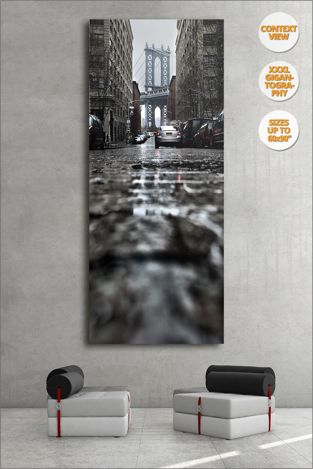 Manhattan Bridge from Brooklyn, New York. | Giant print hanged in meeting room.