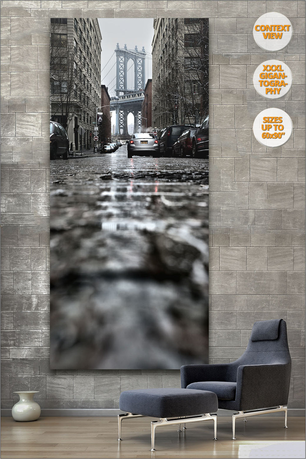 Manhattan Bridge from Brooklyn, New York. | Print hanged in reading room.