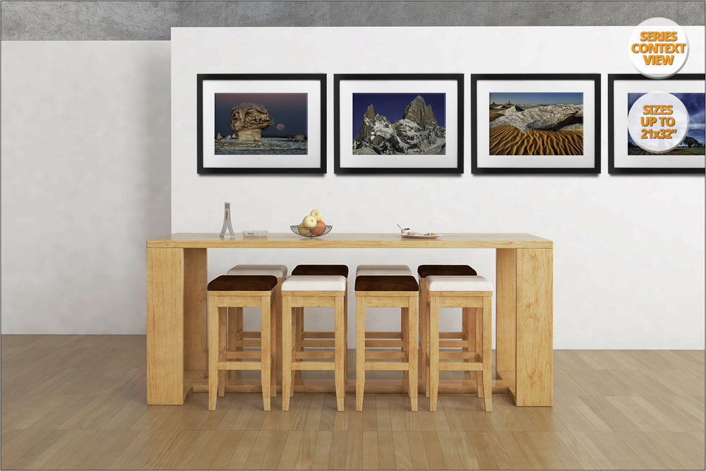 Rock formations at sunrise, White Desert, Egypt. | Print hanged as part of a series in office.
