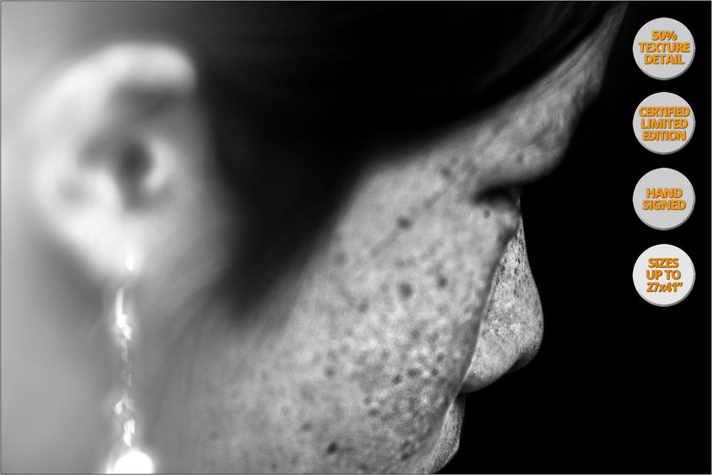 Portrait of Hmong Woman, Bac Ha, Vietnam. | Black and White Print. | 50% Magnification Detail.