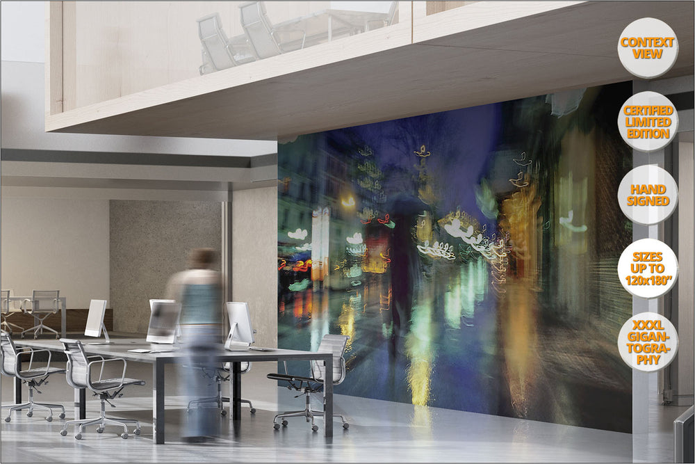 Rain in Calle Alcala, Madrid. | Limited Edition Giant Print hanged in office.