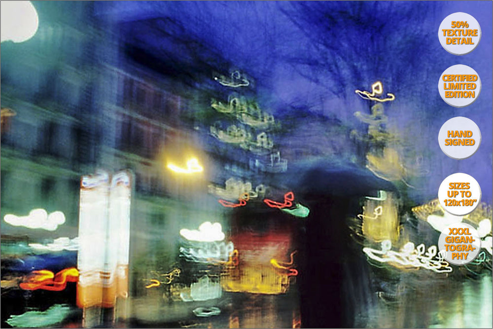 Calle Alcala in the Rain, Madrid. | 100% Magnification Detail View of the Print.