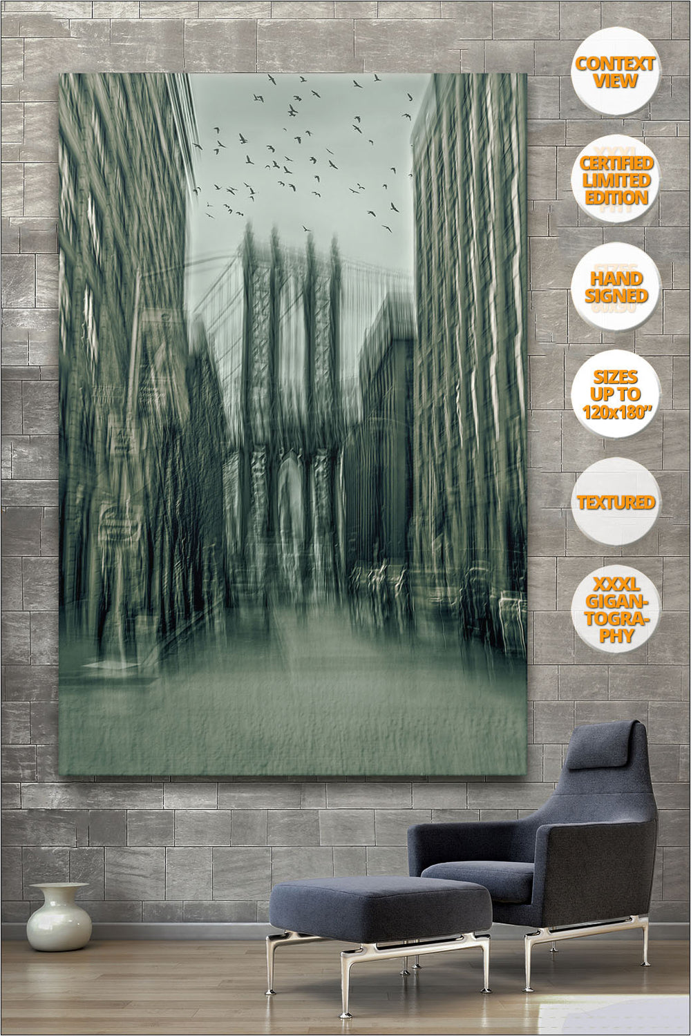 Manhattan Bridge, 'Way to Freedom' Series. | View of Giant Print hanged in reading Room.