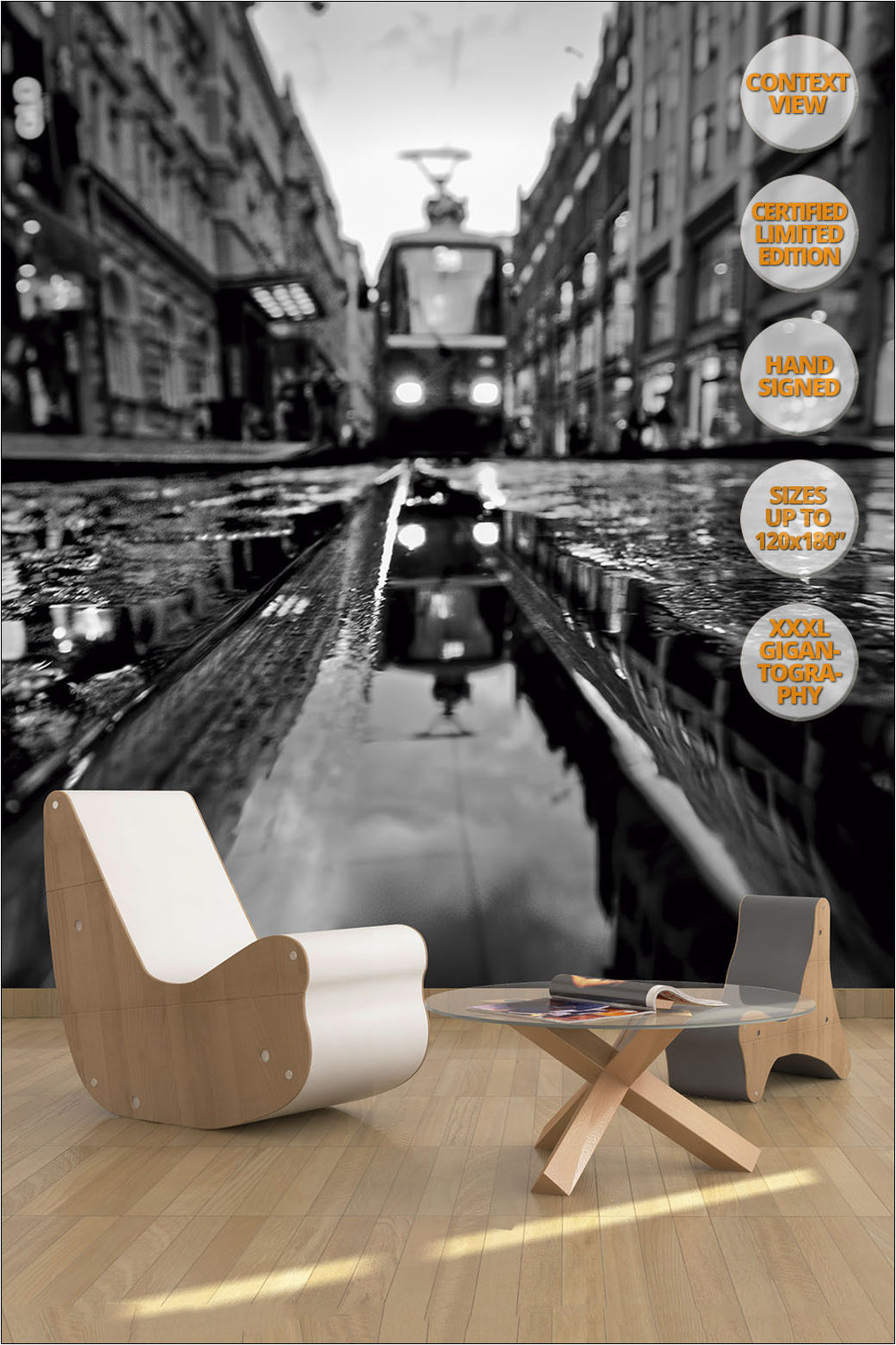 Tram in Aleksandergatan, Helsinki, Finland. | Giant Print hanged in living room.