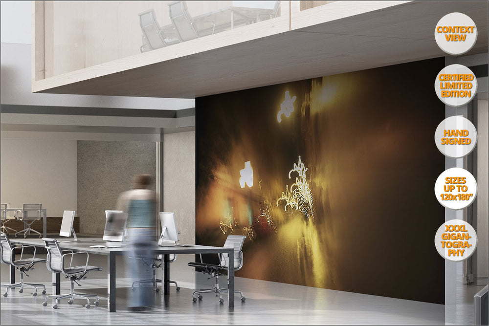 Rain, Madrid (Spain). | Wall Art Print hanged in office.