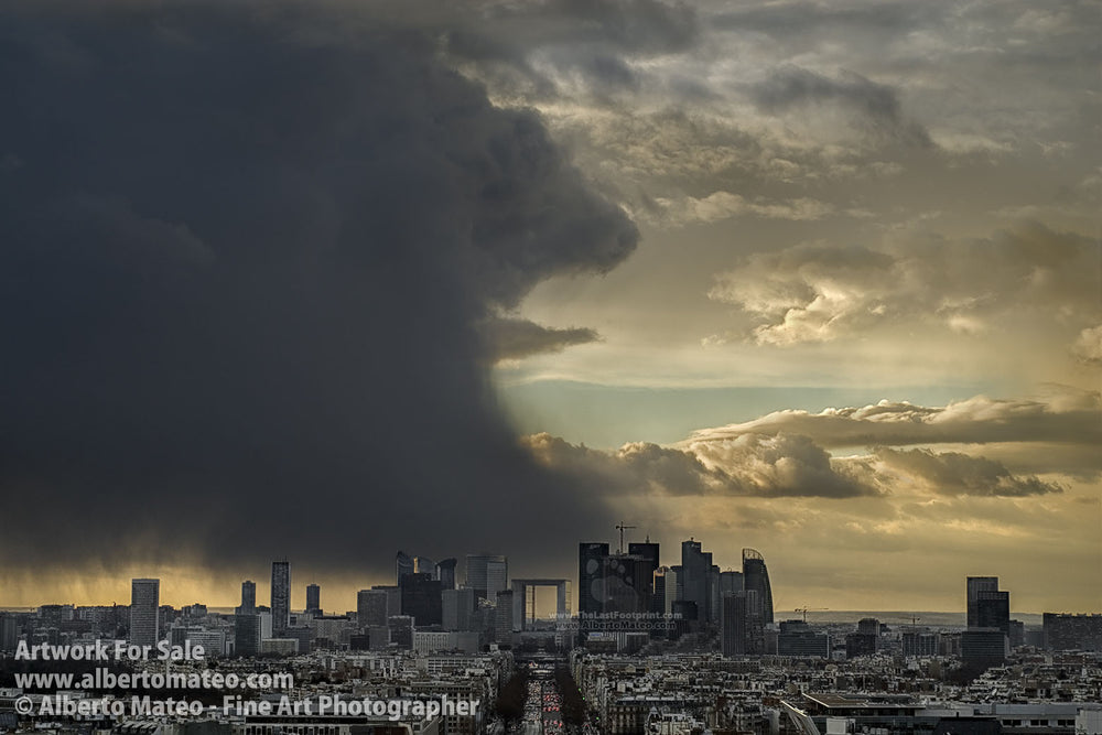 Storm clouds over La Defense, Paris, France. | Original Fine Art Print.