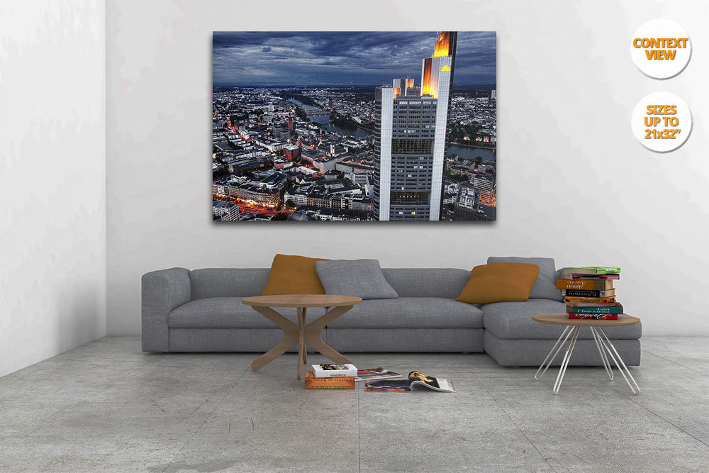 Panoramic view of Frankfurt am Main, Germany. | Hanged over sofa.