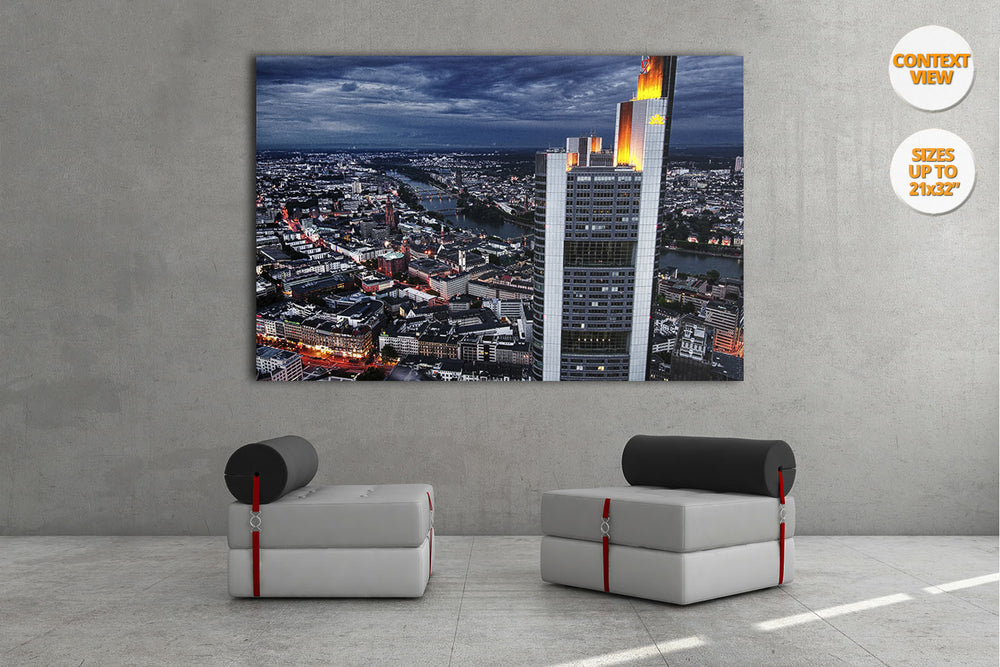 Panoramic view of Frankfurt am Main, Germany. | Minimalist set.