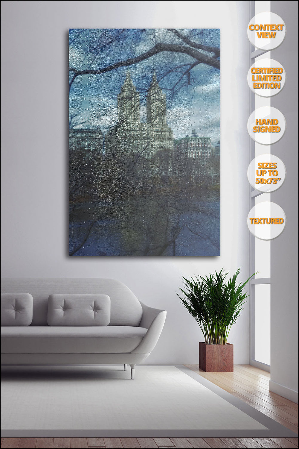 The San Remo from Central Park in Winter, New York. | Limited Edition Print hanged in living room.