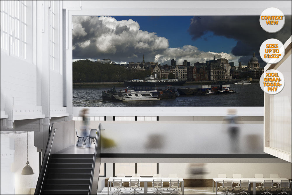 Thames river and Saint Paul Cathedral, London. | Giant Print hanged in office.