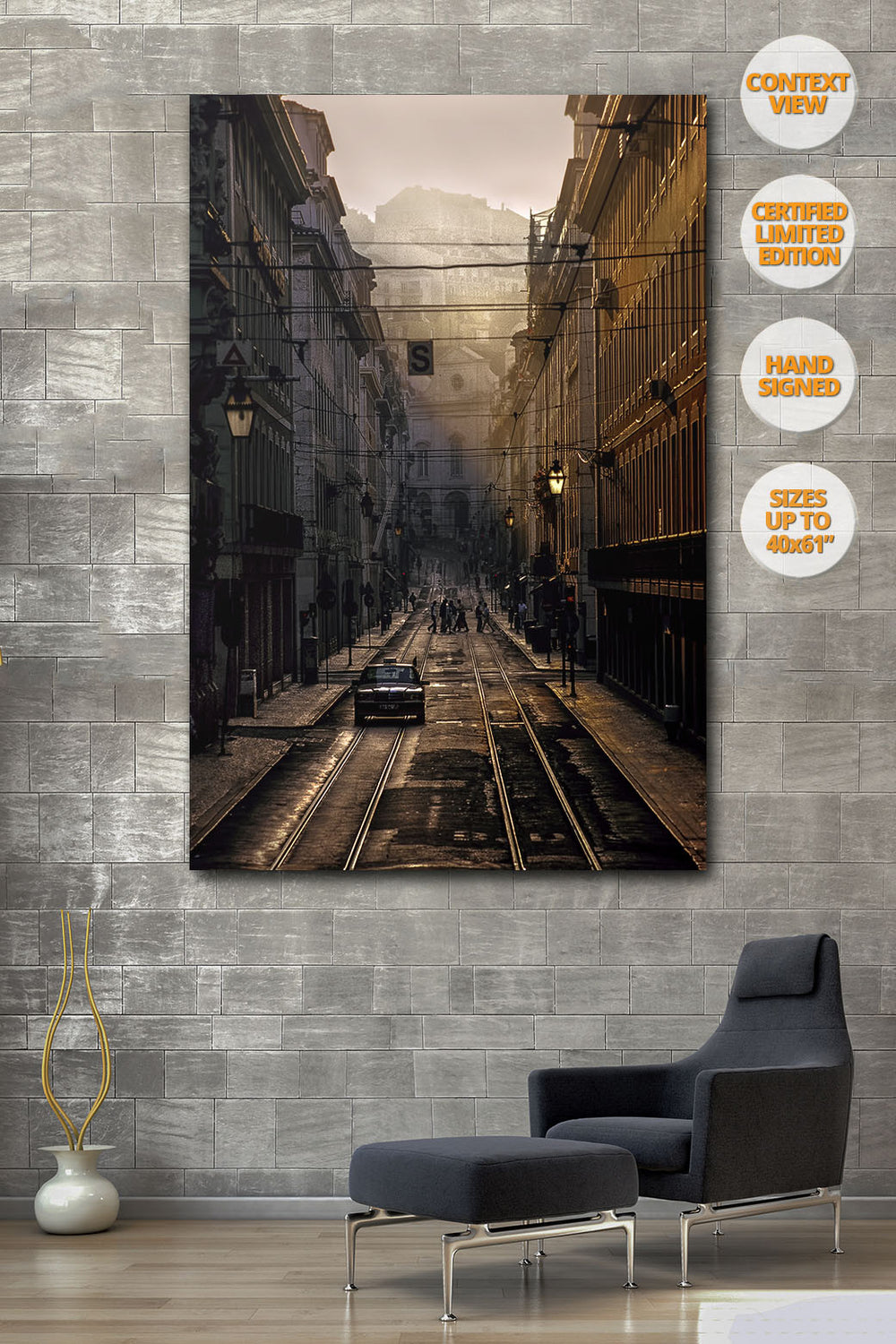 Cab in La Baixa, Lisboa, Portugal. | View of the Print hanged in reading Room.