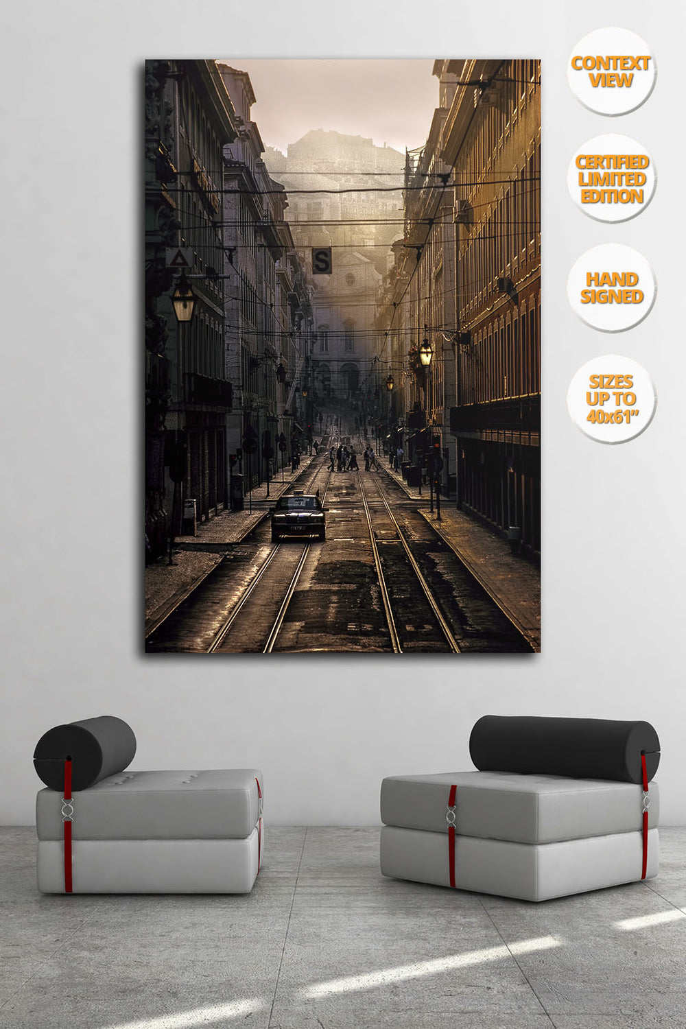 Cab in La Baixa, Lisboa, Portugal. | Giant Print hanged in office.