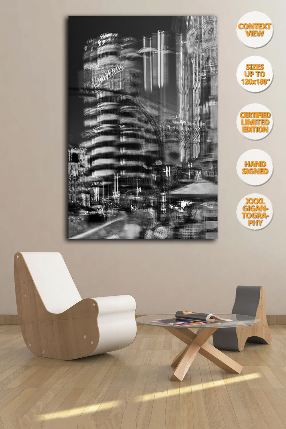 Capitol Building, Gran Via, Madrid, Spain. | Handmae Print with furniture.