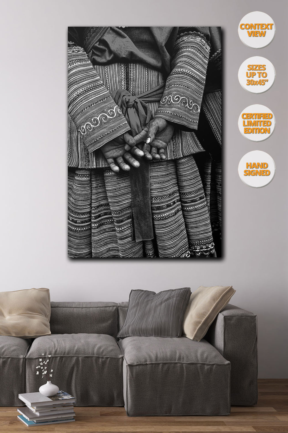 Hands of a Hmong woman, Mountains of Vietnam. | Hanged in living room.