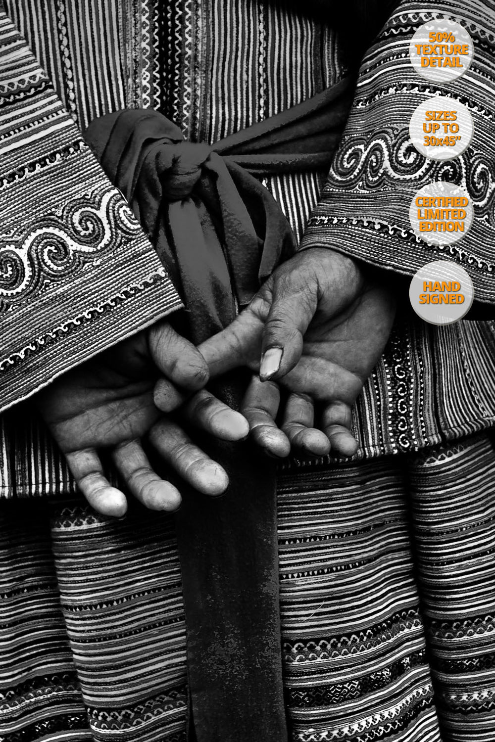Detail of hands of a Hmong woman, Bac Ha, Vietnam.