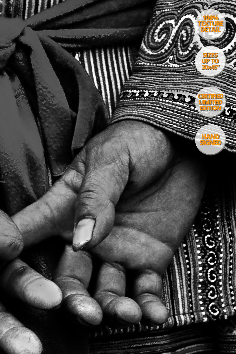 Detail of hands of a Hmong woman, Bac Ha, Vietnam.