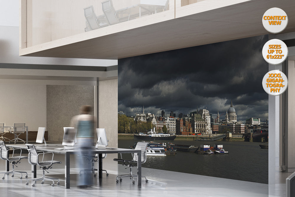 Clouds over River Thames, London, United Kingdom. | Print hanged in office.