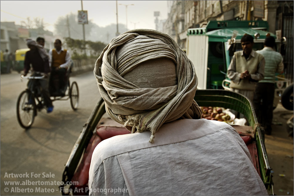 Rickshaw drivers in Qutab Road, New Delhi, India. | Unlimited Edition Print.