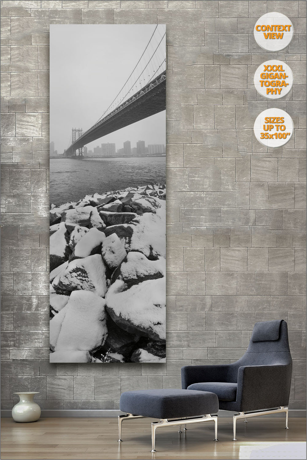 Snow under the Manhattan Bridge, NYC. | 50% Detail.