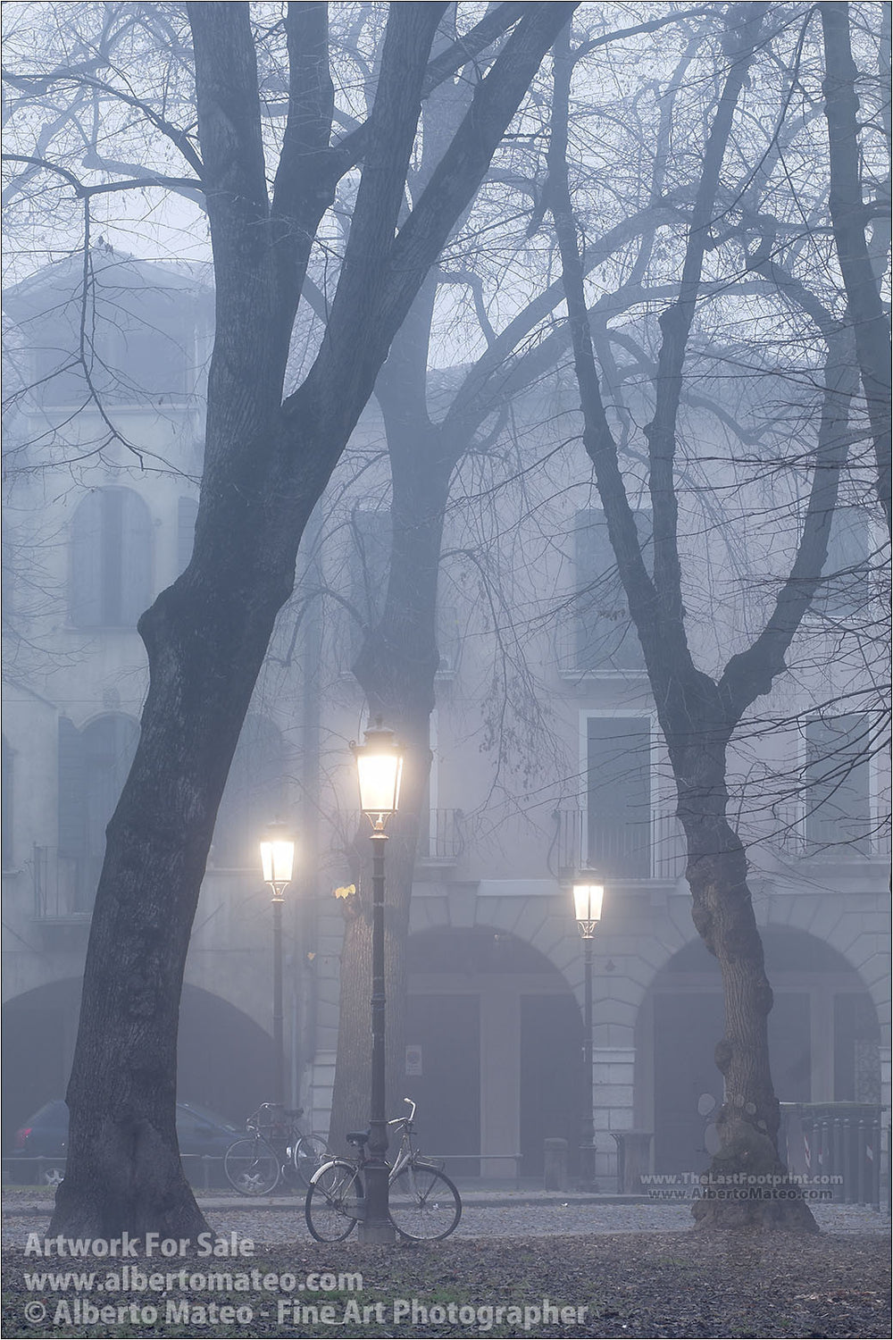 Fog in Piazza del Castello, Padua, Italy. | Full view of the Print.