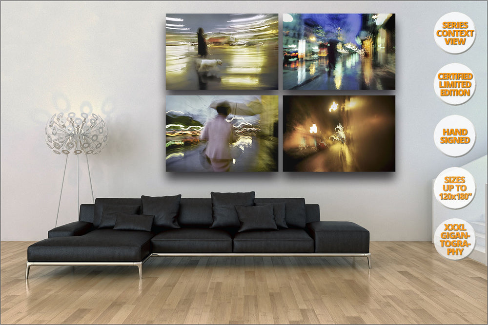 Rain in Madrid Series. | Prints hanged over sofa in living room.