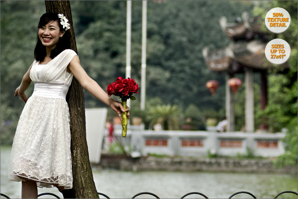 Smile of Bride to be, wedding Album, Hanoi, Vietnam. | 50% Magnification Detail.