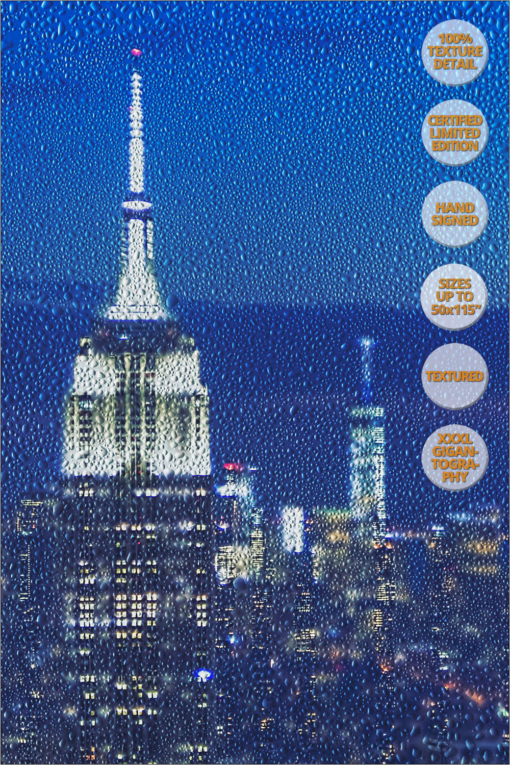 The Empire State at dusk, Manhattan, New York. | 100% Magnification Detail View of the Print.
