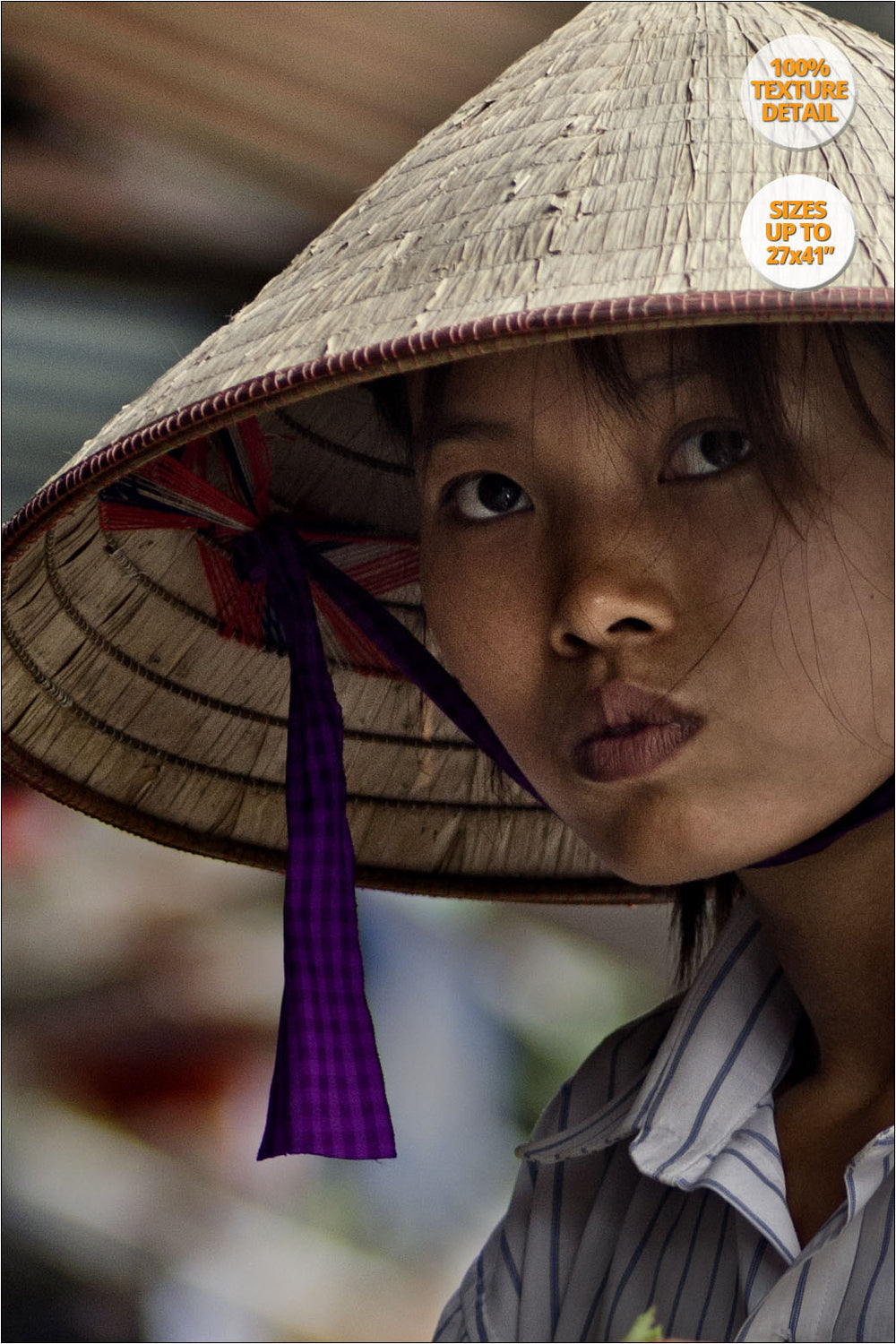 Girl selling pineapples, Hanoi. | 100% magnification Detail.