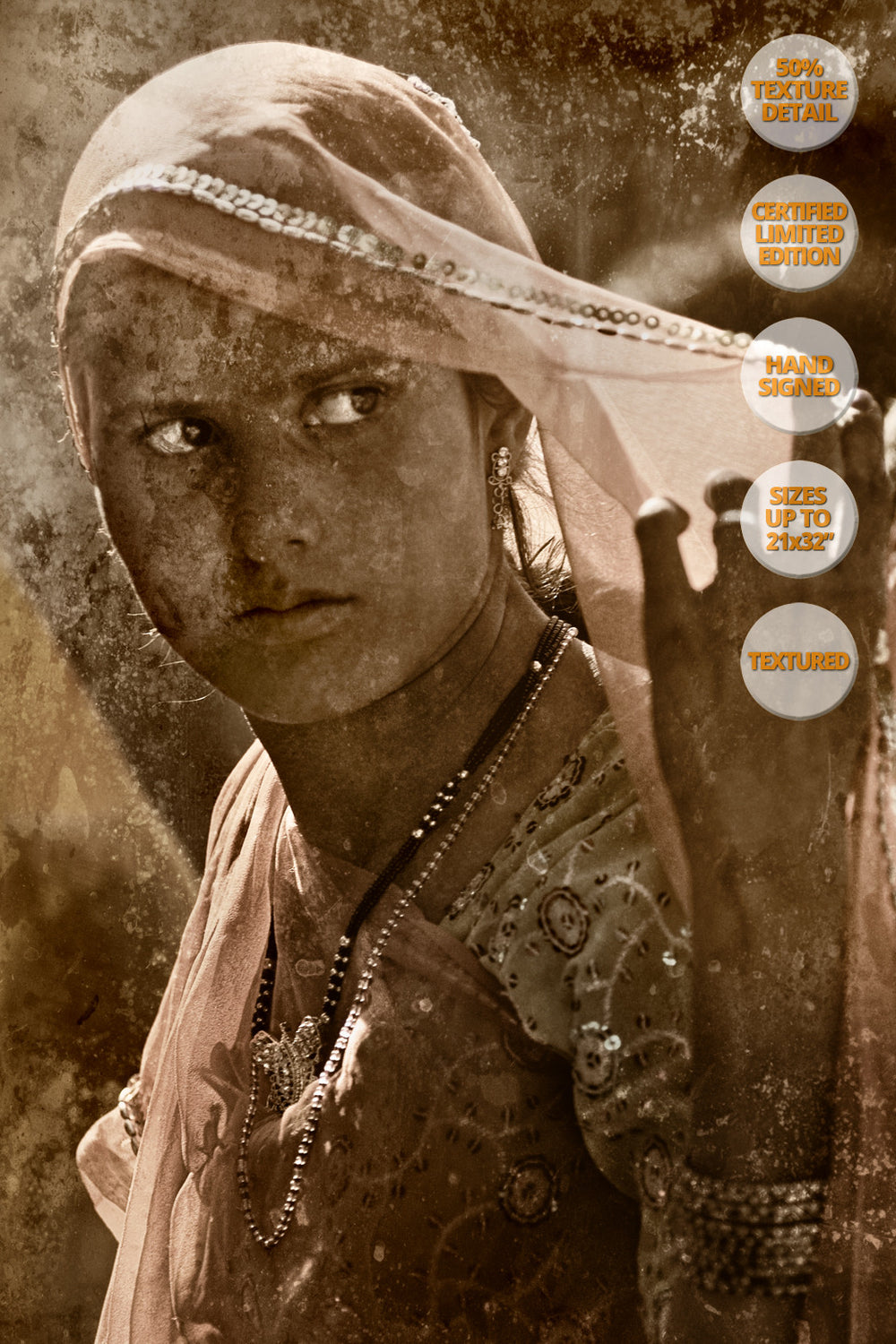Portrait of Hindu woman, Rajastan, India. [4/5] | 50% Magnification Detail.