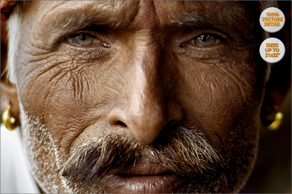 Rajastani Musician, Pushkar Camel Fair, India.| 100% Magnification Texture Detail.