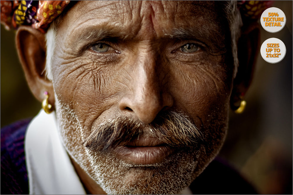 Rajastani Musician, Pushkar Camel Fair, India.| 50% Magnification Detail.