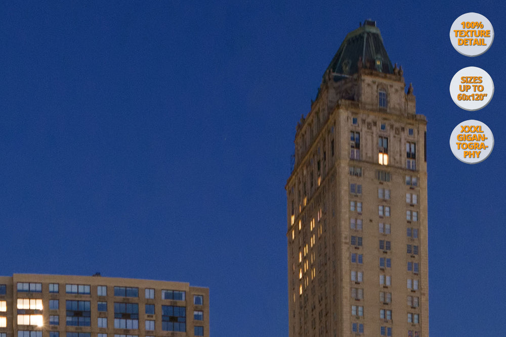 The Pond at dusk, Central Park at dusk, New York City, USA. | Giant Print Detail at 100% magnification.