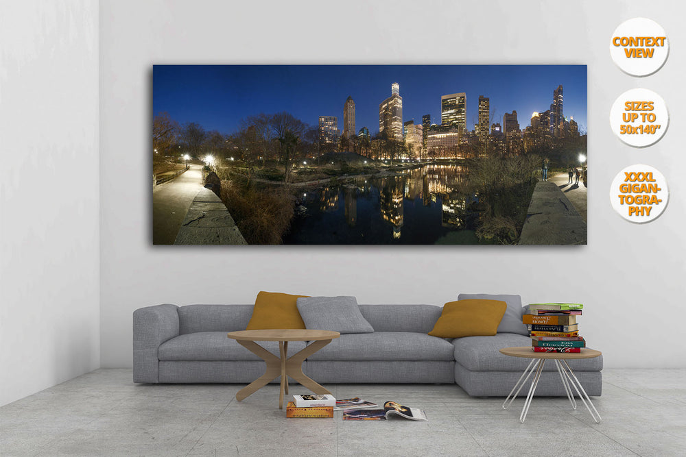 The Pond at dusk, Central Park, NYC, USA. | View of the Print hanged in living room.