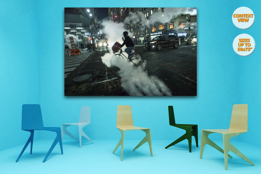 Steam in the 42nd. St., Manhattan, New York. Hanged in an office version.