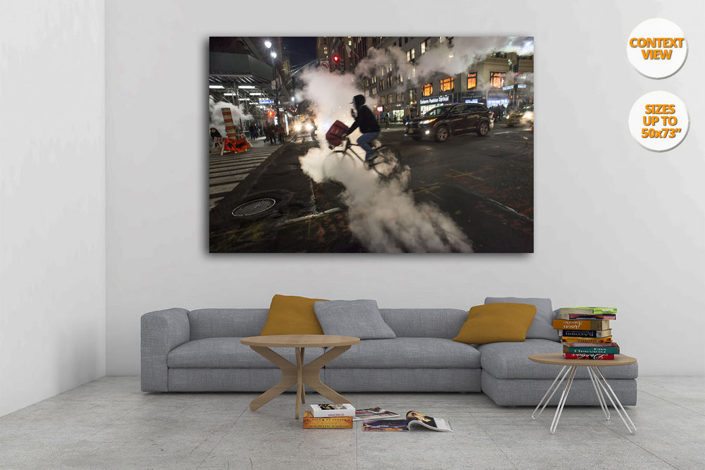 Steam in the 42nd. St., Manhattan, New York. Hanged in a living room.