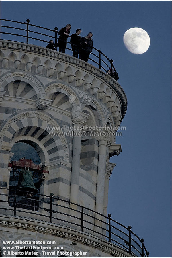 Full Moon rising behind Pisa Tower, Italy. | Open Edition Print.