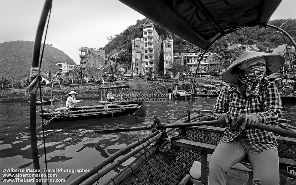 Taxi boats in Cat Ba Island, Vietnam. | Black and White Original Fine Art Print.