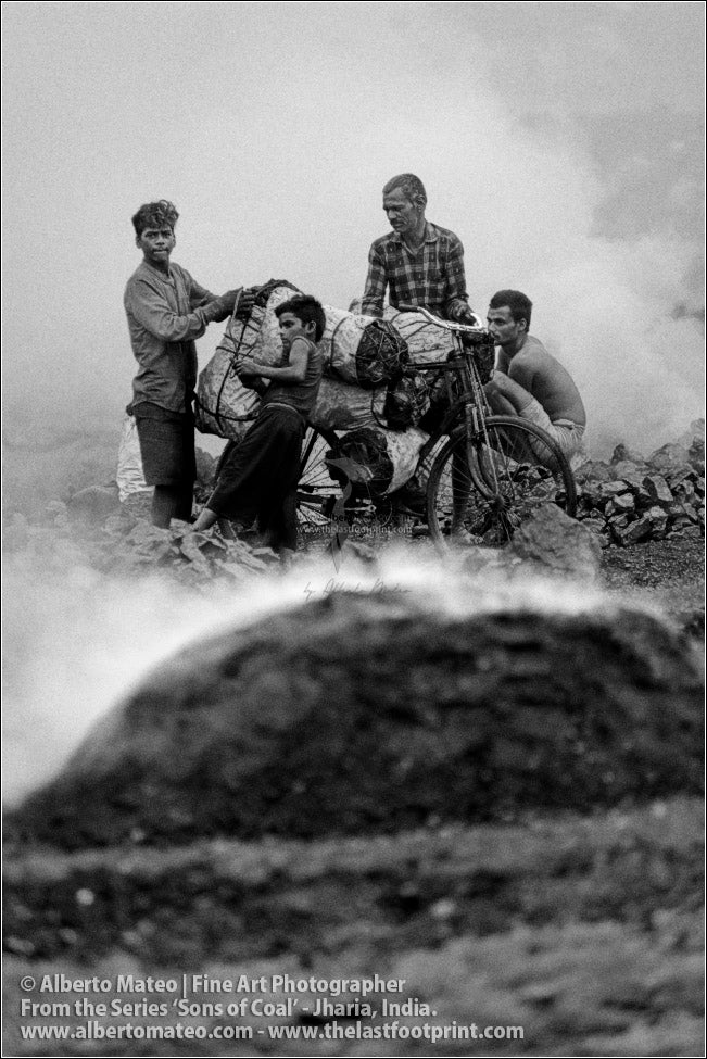 Family loading a Bicycle with Coal Bags, Sons of Coal Series.