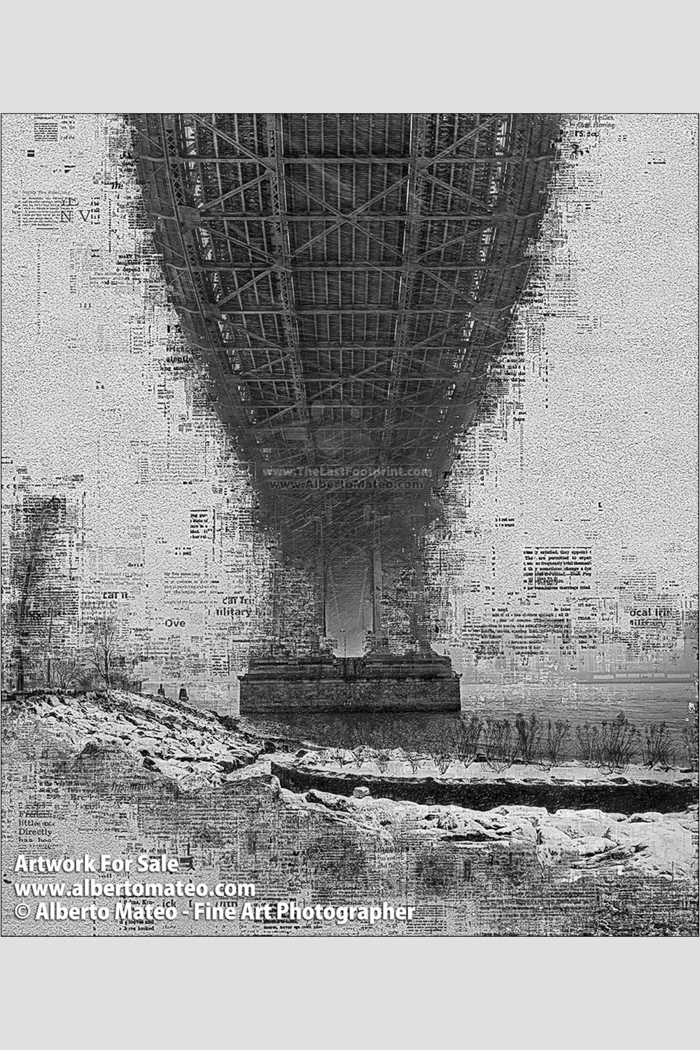 Manhattan Bridge in Blizzard, Manhattan, New York. | Limited Edition Fine Art Print.