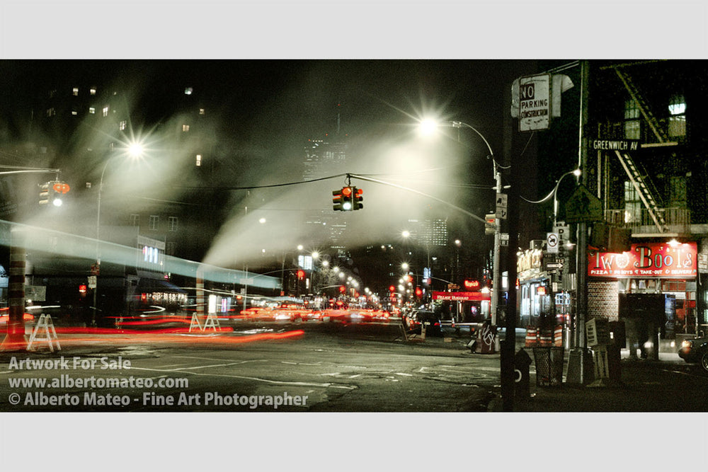 Greenwich Village by night, Panoramic Print, Manhattan, New York.